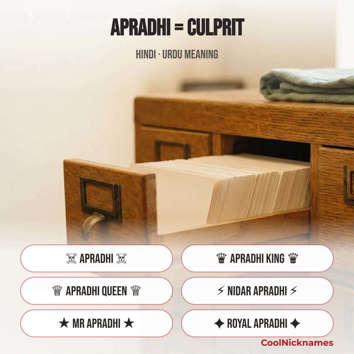 Apradhi meaning: criminal or culprit in Hindi and Urdu