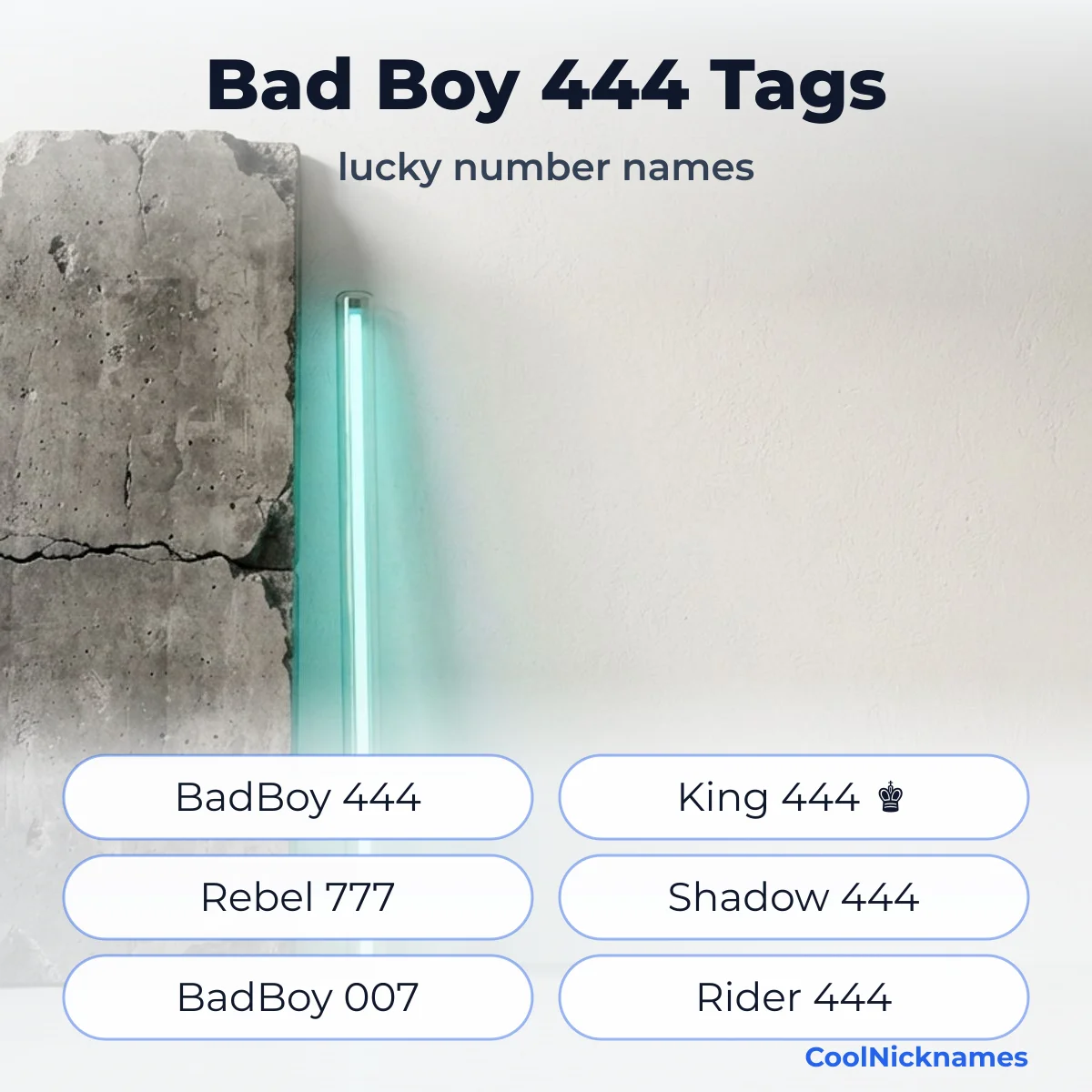 Bad boy 444 stylish name tags with lucky numbers