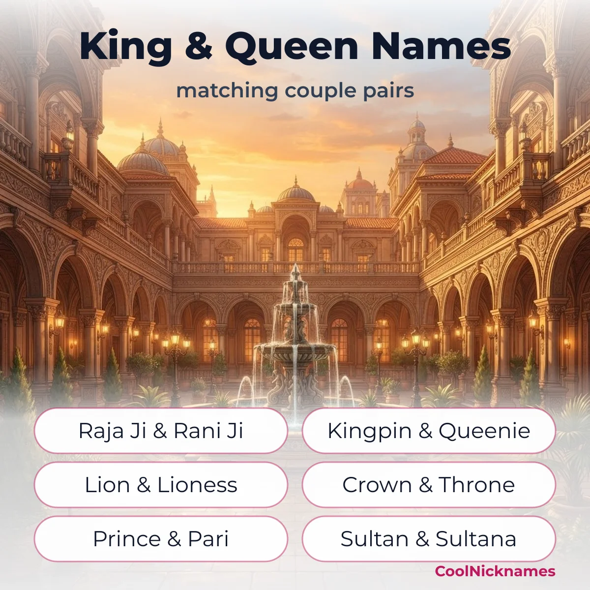 King and queen couple names