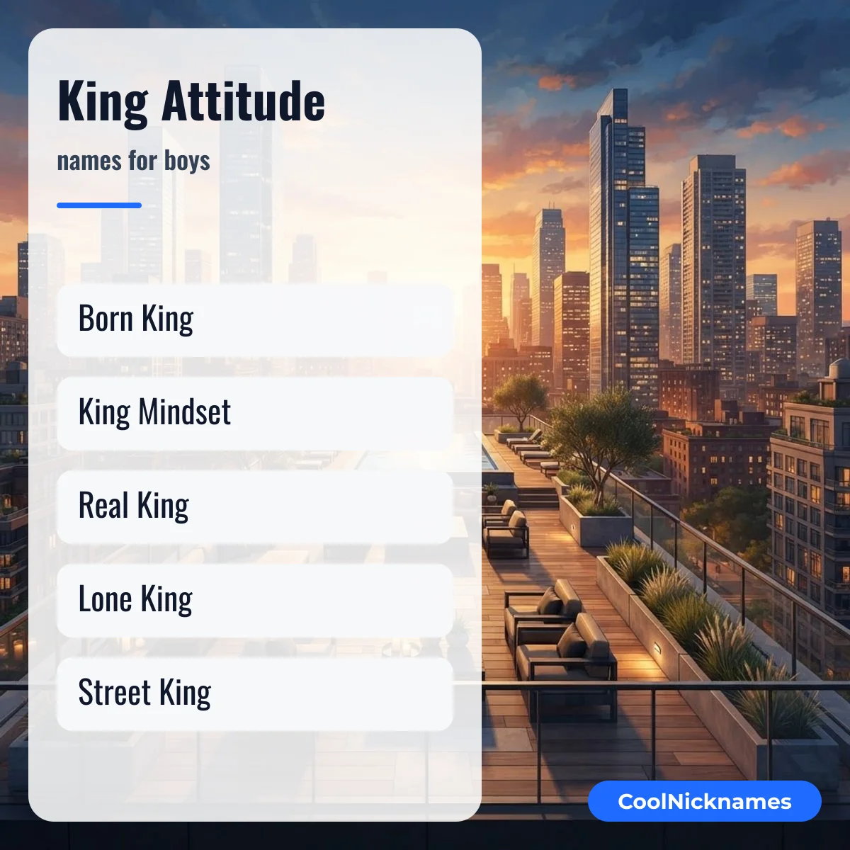 King attitude names for boys