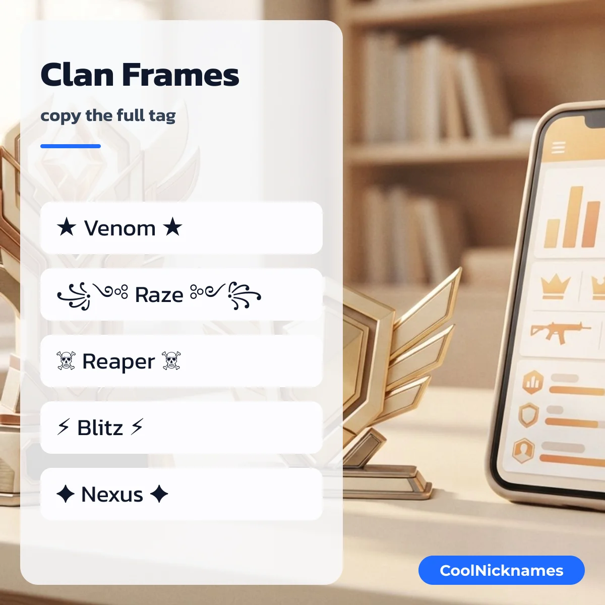 Symbol-framed clan names for PUBG Mobile and BGMI