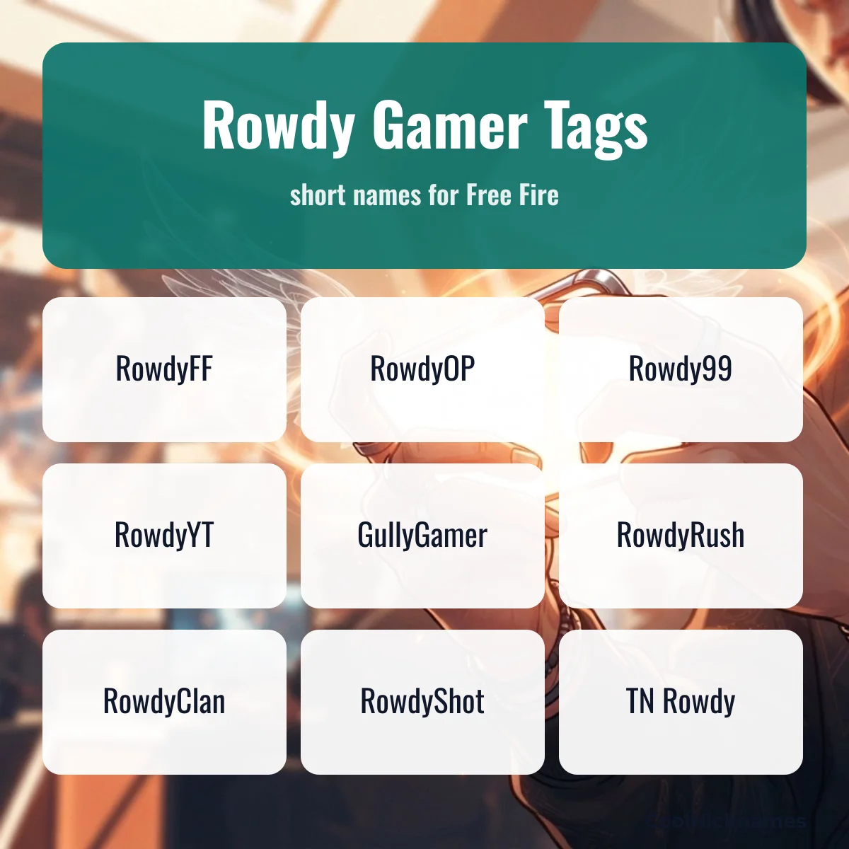 Rowdy gaming names for Free Fire like RowdyFF and RowdyOP