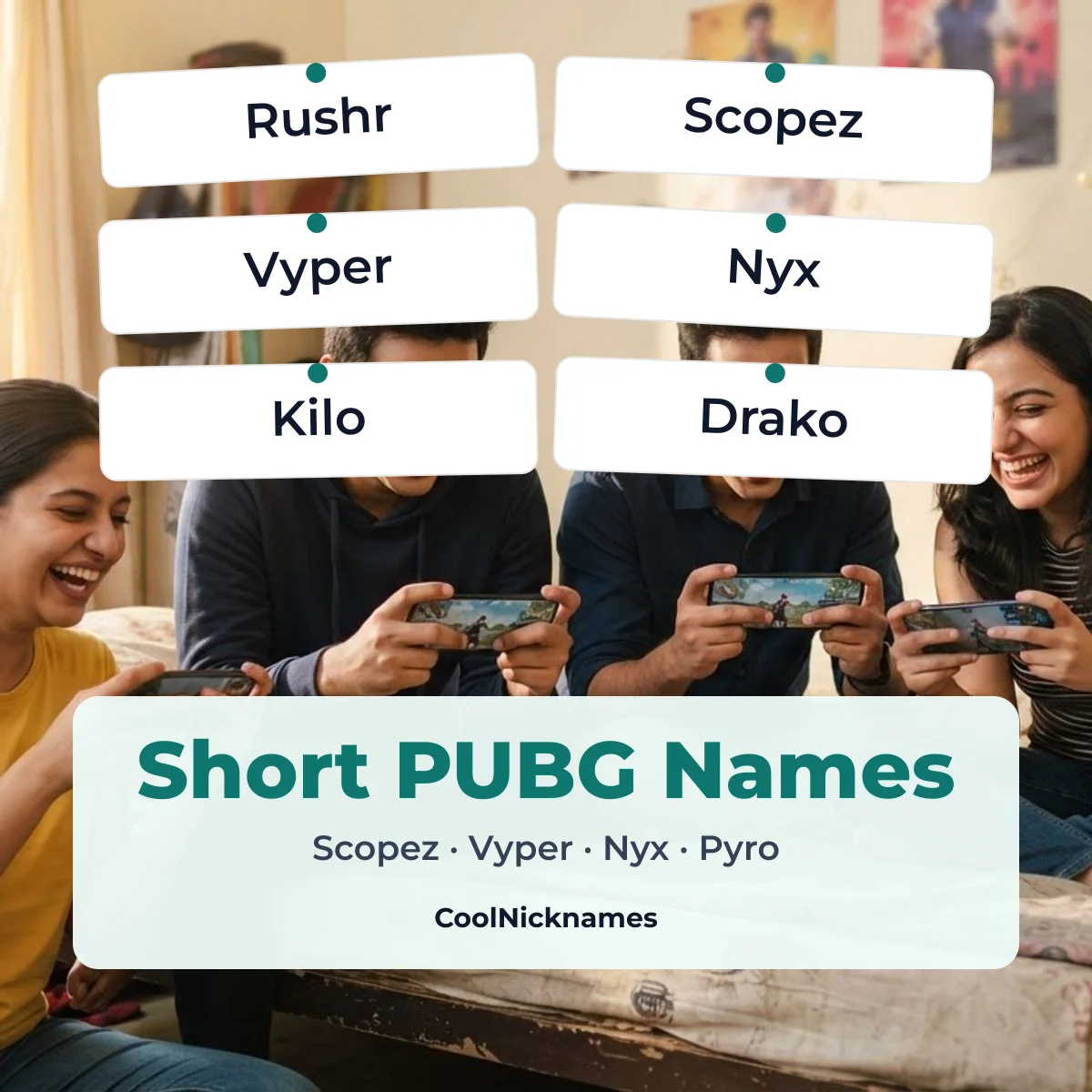 Short cool PUBG names like Rushr, Scopez and Vyper