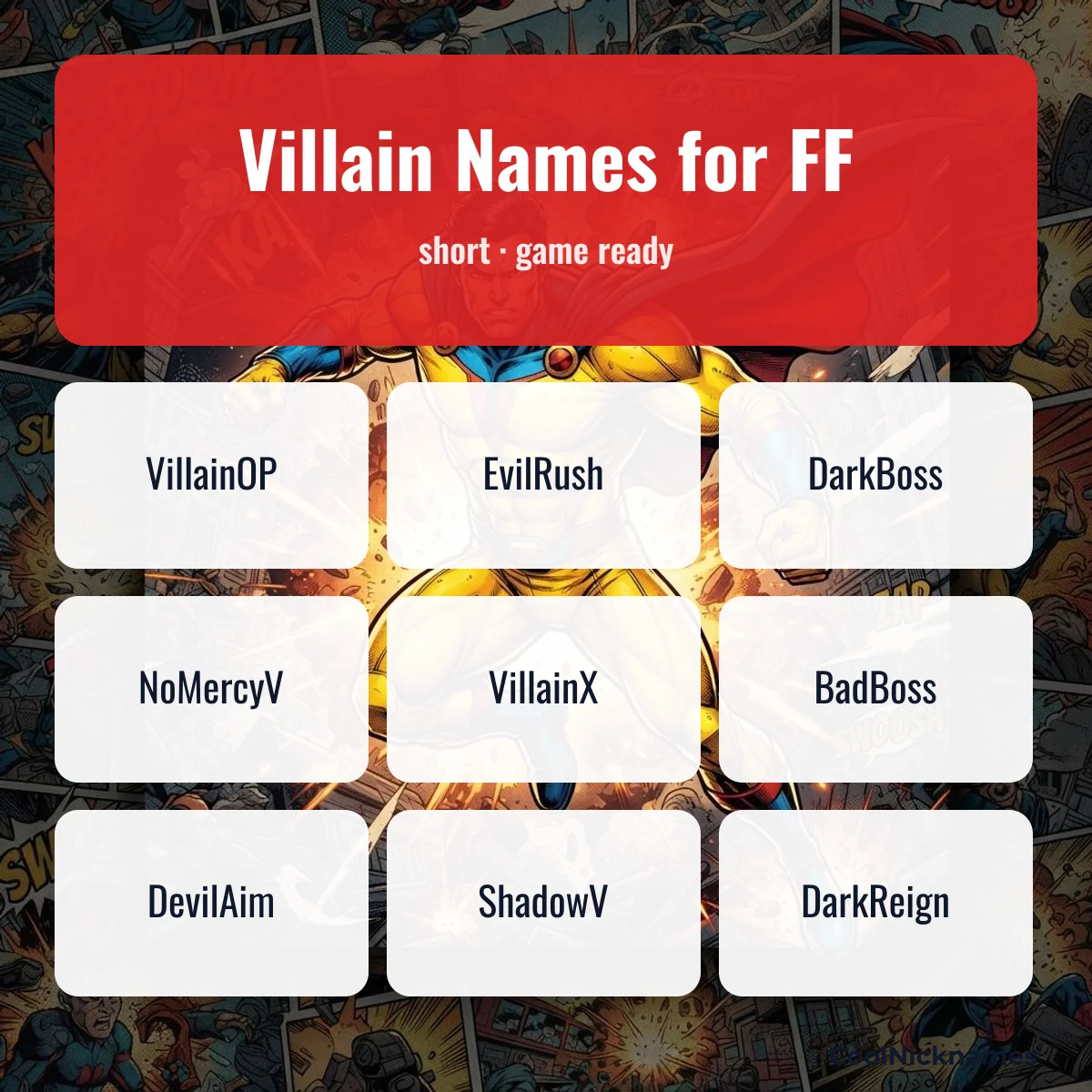 Short villain names for Free Fire