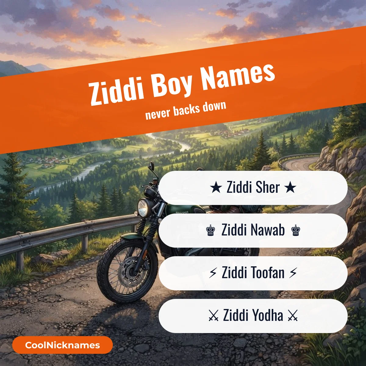 Ziddi boy stylish names like Ziddi Sher and Ziddi Toofan